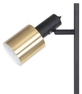 Lampă de podea de design neagră cu auriu 2 lumini - Stijn