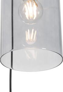 Lampă suspendată modernă neagră cu sticlă fumurie cu 3 lumini - Vidra