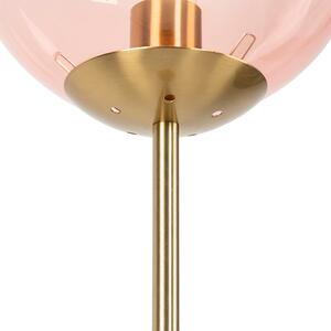 Lampă de podea Art Deco din alamă cu sticlă roz - Pallon Mezzi