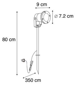 Spike spot negru 40 cm incl. Cablu și mufă IP44 - Basic