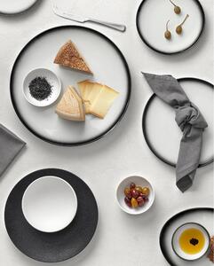 Farfurie ovală din ceramică Maxwell & Williams Caviar, 30 x 22 cm, alb - negru