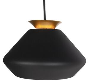 Lampă suspendată modernă cu 3 lumini negre cu bara de aur - Mia