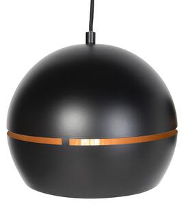 Lampă suspendată de design negru cu interior auriu cu 3 lumini - Buell