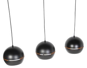 Lampă suspendată de design negru cu interior auriu cu 3 lumini - Buell