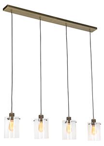 Lampă suspendată scandinavă bronz cu sticlă cu 4 lumini - Dom