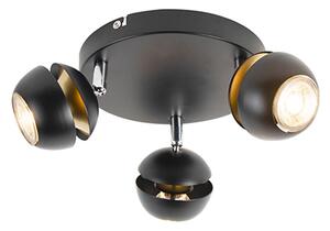 Spot modern cu 3 lumini negru cu interior auriu - Buell Deluxe