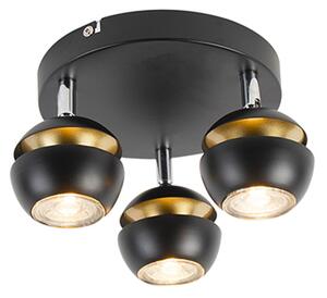 Spot modern cu 3 lumini negru cu interior auriu - Buell Deluxe