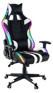 Scaun de birou / joc cu iluminare RGB, model negru / alb / culoare, ZOPA NEW