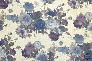 Tapet floral de lux, albastru-gri, model Poiana