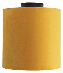 Lampă de tavan cu nuanță de velur ocru cu aur 25 cm - negru Combi