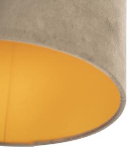 Lampă de tavan cu nuanță de velur taupe cu aur 25 cm - negru Combi