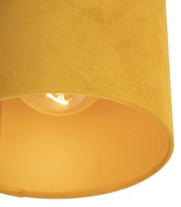 Lampă de tavan cu nuanță de velur ocru cu aur 20 cm - negru Combi