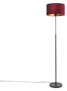 Lampă de podea neagră cu nuanță de velur roșu cu auriu 35 cm - Parte