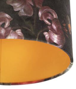 Plafoniera cu nuante de velur flori cu aur 25 cm - negru Combi