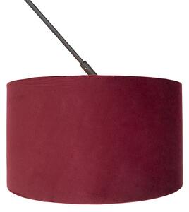 Lampă suspendată cu nuanță de velur roșu cu auriu 35 cm - Blitz I negru
