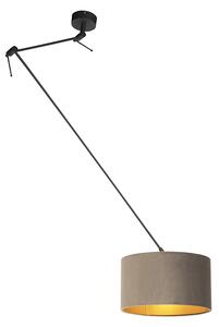 Lampă suspendată cu nuanță de velur taupe cu aur 35 cm - Blitz I negru