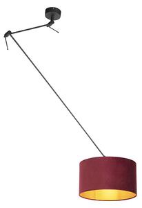 Lampă suspendată cu nuanță de velur roșu cu auriu 35 cm - Blitz I negru
