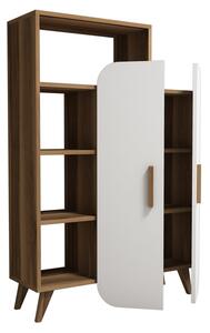 Cabinet din pal cu 2 usi Form Nuc / Alb, l90xA32xH132 cm