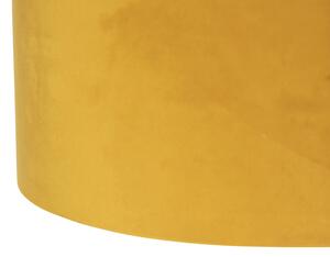 Lampă suspendată cu nuanțe de catifea ocru cu aur 35 cm - negru Blitz II