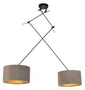 Lampă suspendată cu nuanțe de catifea taupe cu auriu 35 cm - Blitz II negru