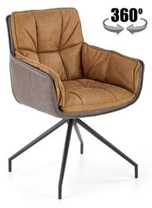 Scaun dining modern K523, maro/negru, stofa/piele ecologica, 61x61x85