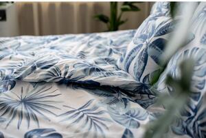 Lenjerie de pat din bumbac Cotton House Monstera, 140 x 200 cm, albastru