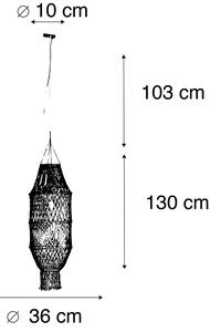 Lampă suspendată retro cu umbră macramé 130 cm - Șir