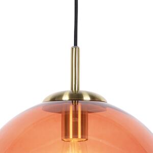 Lampă suspendată Art Deco din alamă cu sticlă roz 33 cm - Pallon