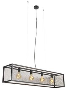 Lampă suspendată industrială neagră 118 cm 4 lumini - Cage Mesh
