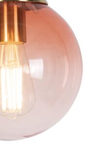 Lampă suspendată Art Deco din alamă cu sticlă roz 20 cm - Pallon