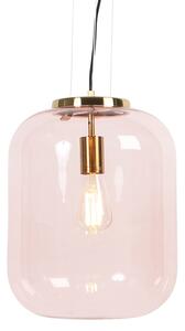 Lampă suspendată Art Deco din alamă cu sticlă roz - Bliss