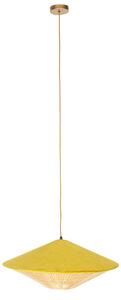 Lampă suspendată țară catifea galbenă cu stuf 60 cm - Frills Can