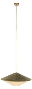 Lampă suspendată de țară catifea verde cu stuf 60 cm - Frills Can