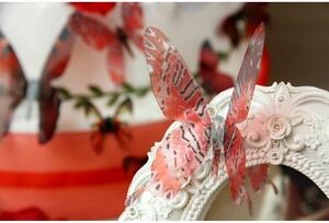 Set 18 autocolante 3D Ambiance Butterflies Chic, roșu