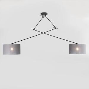 Lampă suspendată neagră cu umbră 35 cm gri reglabilă - Blitz II