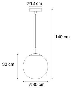 Lampă inteligentă suspendată din alamă cu sticlă fum 30 cm inclusiv Wifi ST64 - Ball