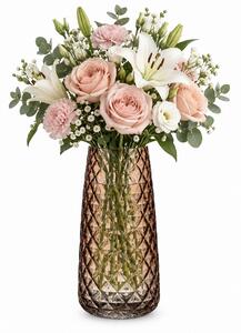 Vaza decorativa eleganta Pufo Oracle din sticla pentru flori si aranjamente, 21 cm- design modern pentru living si decor interior