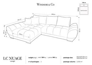 Colțar extensibil cu tapițerie de catifea și șezlong pe partea stângă Windsor & Co Sofas Nuage, gri deschis