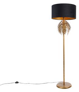 Lampă de podea vintage de culoare aurie cu nuanță de catifea neagră 50 cm - Botanica