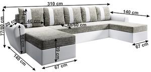 Canapea universală, alb / gri-maro, LUNY ROH U