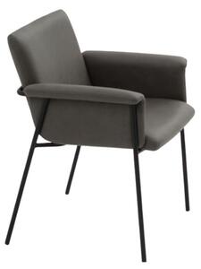 Scaun tip fotoliu Ramira, piele ecologica, structura metalica - GRI ANTRACIT