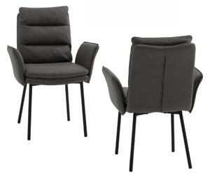 Scaun tip fotoliu Ramon, piele ecologica, structura metalica - GRI ANTRACIT
