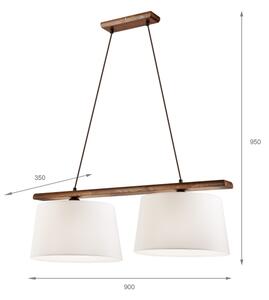 Lustru suspendat pe cablu AIDA, 2 x E27, 60 W, 230 V, diametru 35 cm, stejar/nuc