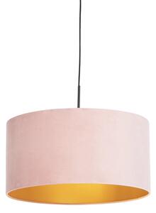 Lampă suspendată cu nuanță de velur roz cu aur 50 cm - Combi