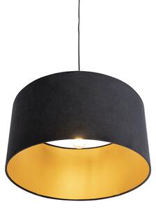 Lampă suspendată cu nuanță de velur negru cu aur 50 cm - Combi
