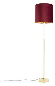 Lampă de podea auriu / alamă cu nuanță de catifea roșie 40/40 cm - Parte