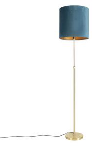 Lampă de podea auriu / alamă cu abajur de catifea albastru 40/40 cm - Parte