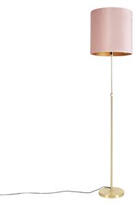Lampă de podea auriu/alamă cu abajur din catifea roz 40/40 cm - Parte