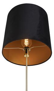 Lampă de podea auriu / alamă cu nuanță de velur negru 40/40 cm - Parte