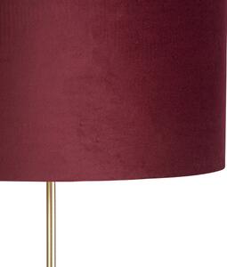 Lampă de podea auriu / alamă cu nuanță de catifea roșie 40/40 cm - Parte